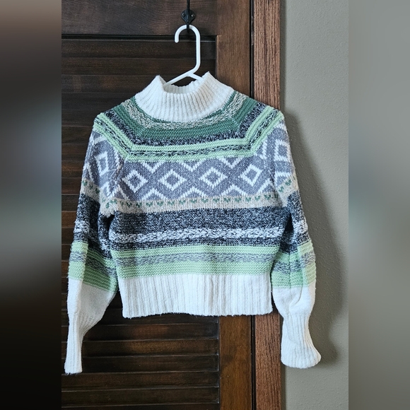 Frye Sweaters - Frye Women's Cowl Neck Sweater - Green, Gray, and Cream